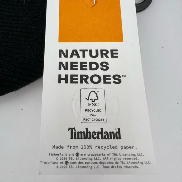 TIMBERLAND BLACK BEANIE, UNISEX, ONE SIZE FITS ALL, BEANIE WITH GREY ON THE CUFF - Picture 12 of 15
